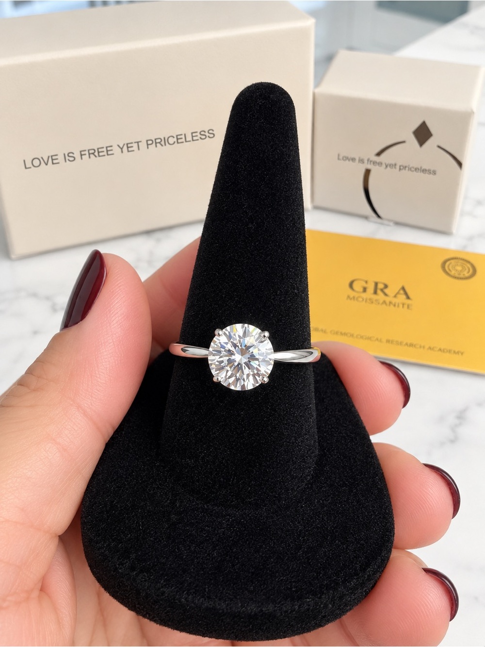 Elio Passero 1.5CT Moissanite Solitaire Ring S925 Size 7.5 GRA D Color